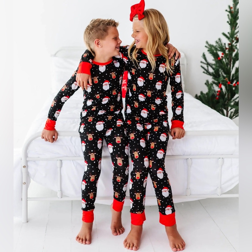 Bamboo Christmas PJ Bums & Roses Snow Ho Ho Santa Reindeer Festive Red Jammie